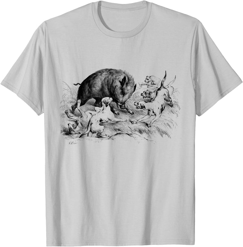 Boar hunting Wild Boar Hunter Pig Hog Hunting T-Shirt - Silver Grey