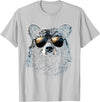 Forest Illustration Bear Art Nature Bear Wearing Sunglasses Wildlife Artwork Graphic Bear T-Shirt - Silver Grey