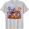 July 4th Highland Cow Farm Lovers America Tees 4th of July Highland Cow Patriotic Cow Farmer Men Women Kids T-Shirt - Silver