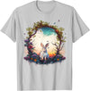 Mountain Woodland Animals Cute Rabbit Nature Floral T-Shirt in Silver Grey