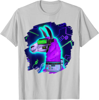Llama Robot Cyborg Life Apparel Llama Cyborg Robot Llama Cool Artistic Retro Alpacas T-Shirt - Silver Grey