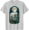 Polar Wilderness Fan Wildlife Lover Polar Bear Full Moon Night Forest Wildlife Nature Lover T-Shirt - Silver Grey