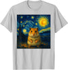 Hamster Starry Night Van Gogh Art for Men Women Kids T-Shirt - Silver Grey