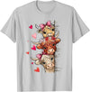 Cute Highland Cow Valentine Cow Lover Cute Highland Cow Trio Hearts Valentine Farm Animal T-Shirt - Silver Grey