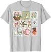 Floral Coquette Spring Easter Bunny Vintage Happy Easter T-Shirt in Silver Grey