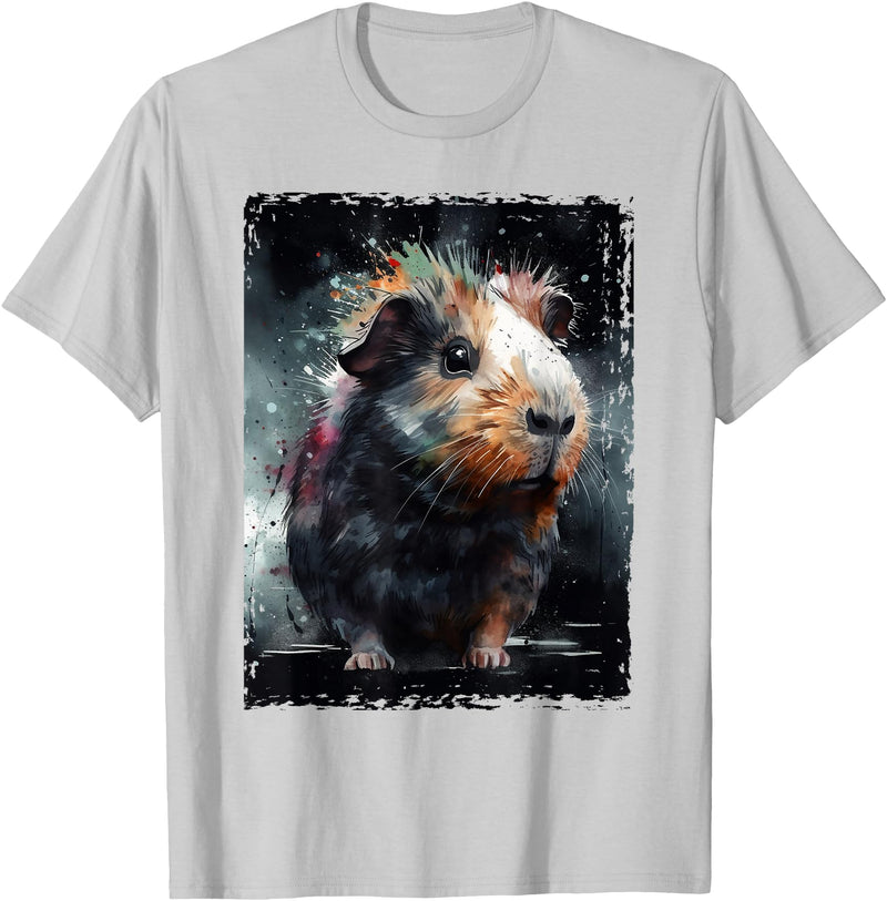 Guinea Pig Lovers Guinea Pig Tees Guinea Pig Shirt Furry Potato Watercolor Guinea Pig Funny T-Shirt - Silver Grey