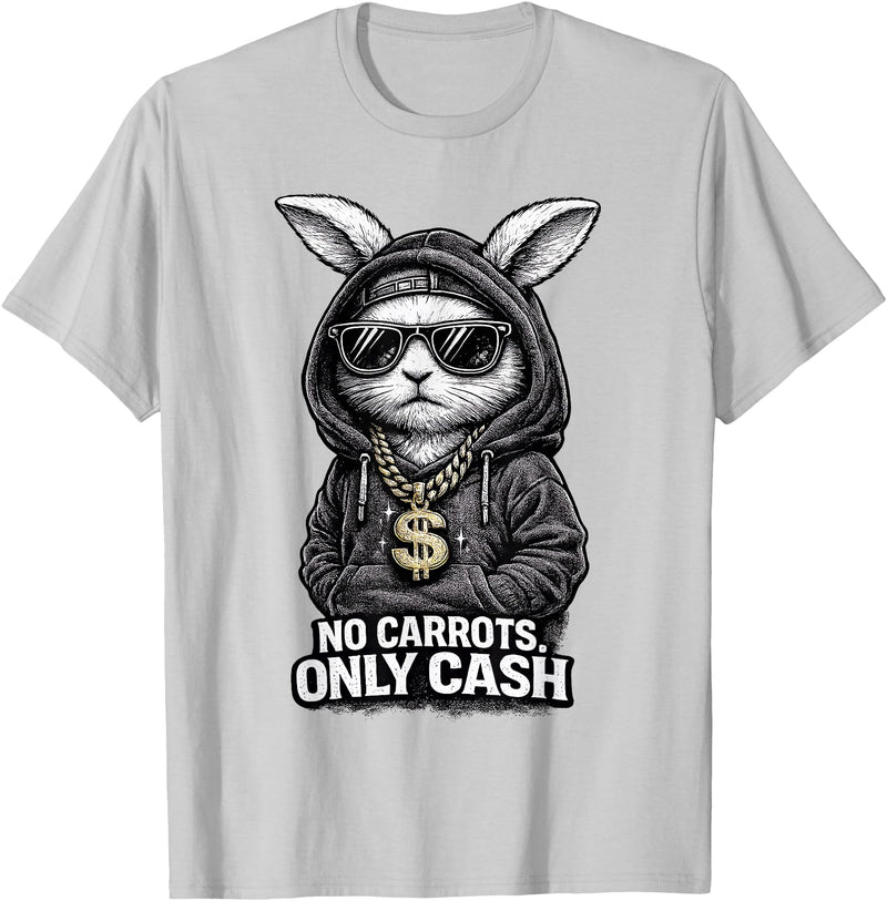 Funny Easter Bunny for Men Streetwear Hip Hop Rabbit T-Shirt in Silver Grey