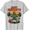 Halloween Monster Spooky Gym and Fitness Leg Day Happy Squatober Leg Day Challenge Vintage Halloween Zombie T-Shirt - Silver