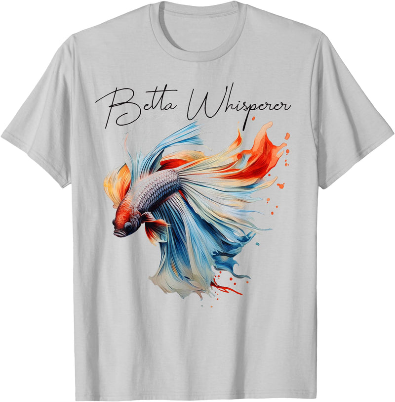 CLICK HERE FOR MORE Betta Fish Red Betta Fish Lovers Siamese Red Betta Whisperer T-Shirt - Silver Grey