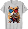 Hamster 4th Of July American Independence Day USA Patriotic T-Shirt - Silver Grey