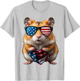 Hamster 4th Of July American Independence Day USA Patriotic T-Shirt - Silver Grey