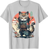 NINJA KITTEN WARRIORS Japanese Samurai Cat Tattoo, Kawaii Ninja Cat Women, Girls T-Shirt