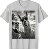 Funny Llama Stuff Accessories & Gifts Cool Llama Selfie At The Beach, Cute Llamas Alpaca T-Shirt - Silver Grey