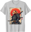 Japanese Samurai Bear Woodblock Art Samurai Brown Bear Ukiyo-e Ink Warrior Art Japanese Bear Art T-Shirt - Silver Grey