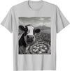 Wildfie – Selfies from Around the World Cow Pizza Selfie Funny Italy Meme Design T-Shirt - Silver Grey