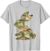 Funny Bunny Crochet Patchwork Camo Rabbit Happy Easter Day T-Shirt in Silver Grey