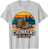 Chonkers The Sea Lion San Francisco Funny Seal Tee Chonkers The Sea Lion San Francisco Funny Seal T-Shirt - Silver Grey