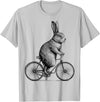 Rabbit on a Bike Bunny Bicycle Cycing Biking Men Women Kids T-Shirt in Silver Grey