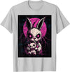 Anime Rabbit Goth Teddy Bear Gothic Anime Bunny T-Shirt in Silver Grey