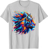 Funny Lion lover Gifts Colorful Lion T-Shirt - Silver Grey