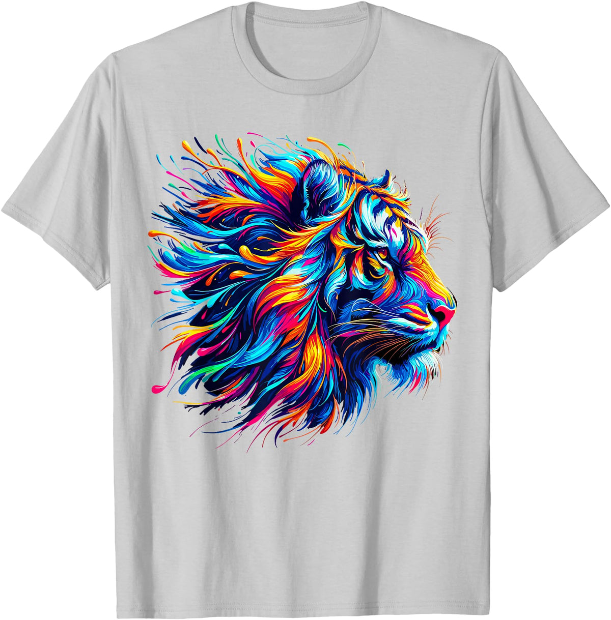 Funny Lion lover Gifts Colorful Lion T-Shirt - Silver Grey