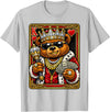 Teddy Bear King and Queen Matching Couples Designs King of Hearts Hip Hop Dripped Out Teddy Bear Hustle Money T-Shirt - Silver Grey
