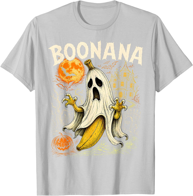 Scary Halloween Apparel.GAU Boonana Halloween Ghost Spooky Kids Cute Banana Costume T-Shirt - Silver Grey