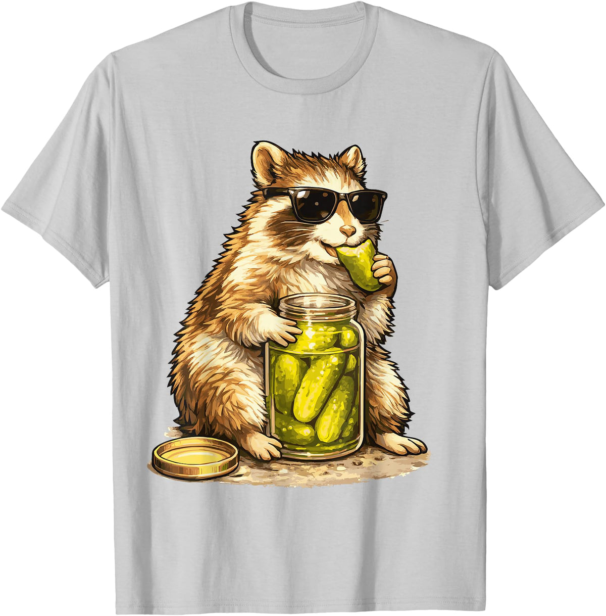 Pickle Munching Guinea Pig Designs Funny Guinea Pig Pickle Lover T-Shirt - Silver Grey
