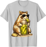 Pickle Munching Guinea Pig Designs Funny Guinea Pig Pickle Lover T-Shirt - Silver Grey