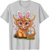 Bunny Highland Cow Easter Day Women Girls Easter Day Highland Cow Cute Easter Bunny Farmer Women Girls T-Shirt - Silver Grey