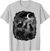Midnight Woodland Rabbit Art Apparel Graphic Tees Creepy Black Rabbits Moonlit Forest Gothic Horror Halloween T-Shirt -