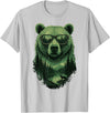 Bear Wildlife Deer Campfire Nature Apparel Bear Sunglasses Wildlife Deer Campfire Nature Vintage Forest T-Shirt - Silver Grey