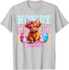 Highland Cow Easter Cute Western Farm Apparel Howdy Easter Cute Highland Cow Bunny Ears Western Easter T-Shirt - Silver Grey