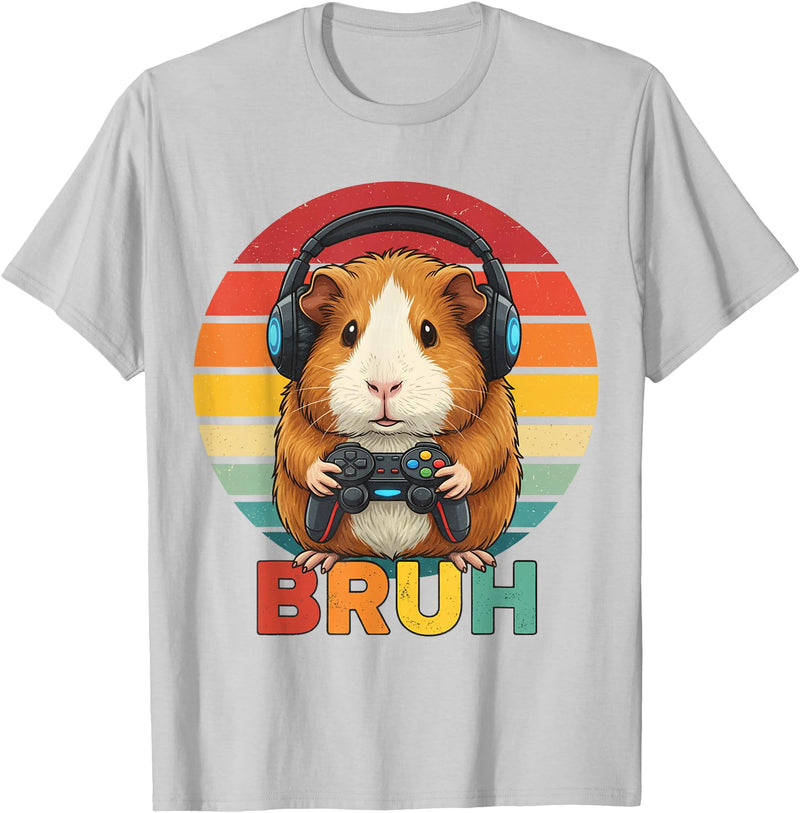 Gaming Guinea Pig Bruh Retro Gamer Guinea Pig Boys Guinea Pig Video Games Guinea Pig Bruh Retro Guinea Pig Boys T-Shirt - Silver Grey