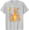 Bunny Howling to the Moon Vintage 90s Animal Easter Day T-Shirt in Silver Grey