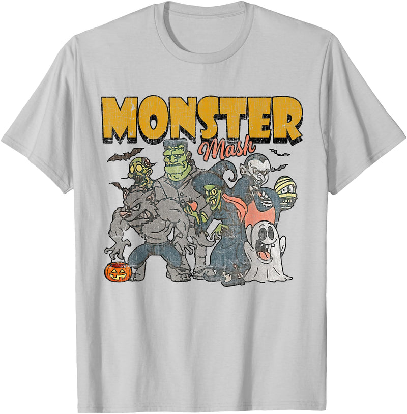 Monster Mash Vintage Ghost Halloween Funny T-Shirt - Silver Grey
