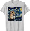 Hamster Van Gogh Style Starry Night T-Shirt - Silver Grey