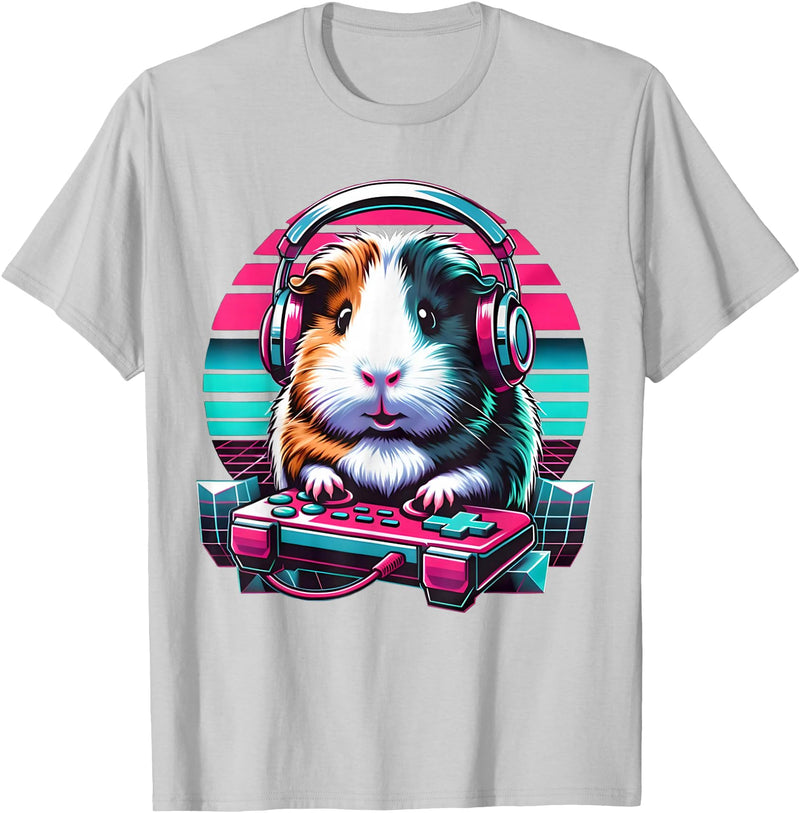 Guinea pig Rodent Game Lover Clothing Co. Guinea Pig Video Game Rodent Lover Animal Guinea Pigs Gamers T-Shirt - Silver Grey