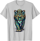 Cougars Gift For A Cougar Lover Mandala Art Cougars Cougar Mountain Lion Puma T-Shirt - Silver Grey