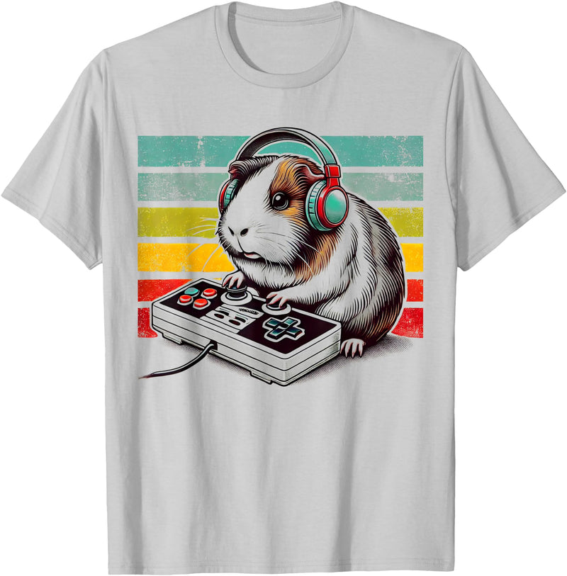 Guinea Pig Gamer BY TEERA Guinea Pig Gamer - Video Gaming Animal Rodent Lover T-Shirt - Silver Grey