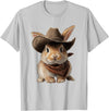 Cute Bunny Rabbit Cowboy Hat Easter Day T-Shirt in Silver Grey