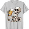 Halloween Skull Skeleton Drinking Beer Funny Kids Skeleton Drinking Beer Halloween Spooky Season Mens Womens T-Shirt -