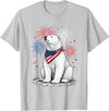 Polar Bear America's 250th 4th of July Outfit Polar Bear America's 250th Patriotic Fireworks Animal Lovers T-Shirt - Silver Grey
