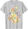 Patchwork Easter Bunny Rabbit Quilting Quilters Sewers T-Shirt in Silver Grey