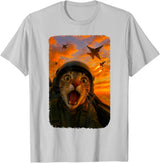 Funny Cats Fighter Jet Pilot Kitties Selfies Funny Screaming Cat Fighter Jet Pilot Kitty Selfie T-Shirt
