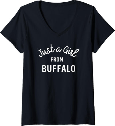 Cow All Womens Just a Girl From Buffalo Ny V-Neck T-Shirt