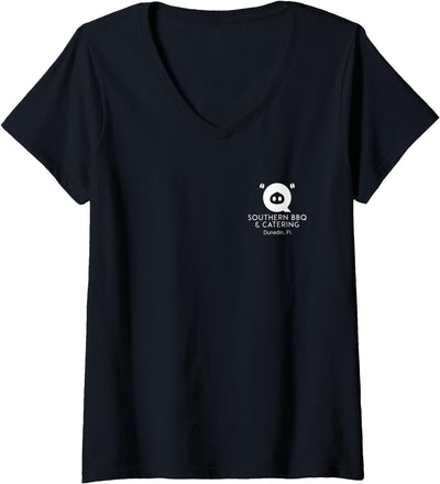 Womens Q Cow Pig Chicken V-Neck T-Shirt