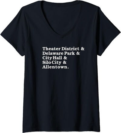 Cow Buffalo New York Ny Landmarks Buffalonian Map 716 V-Neck T-Shirt