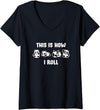 Cute Little Bear Panda This Is How I Roll Design Cute Little Bear Panda This Is How I Roll V-Neck T-Shirt - Black