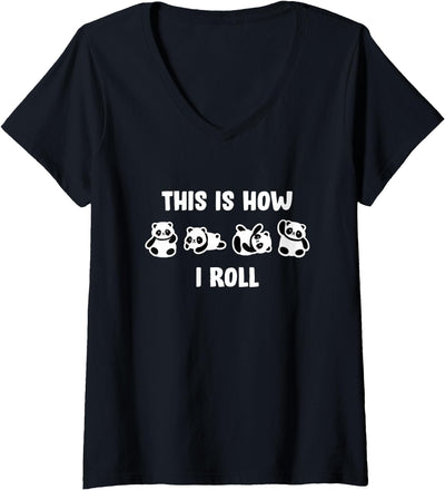 Cute Little Bear Panda This Is How I Roll V-Neck T-Shirt